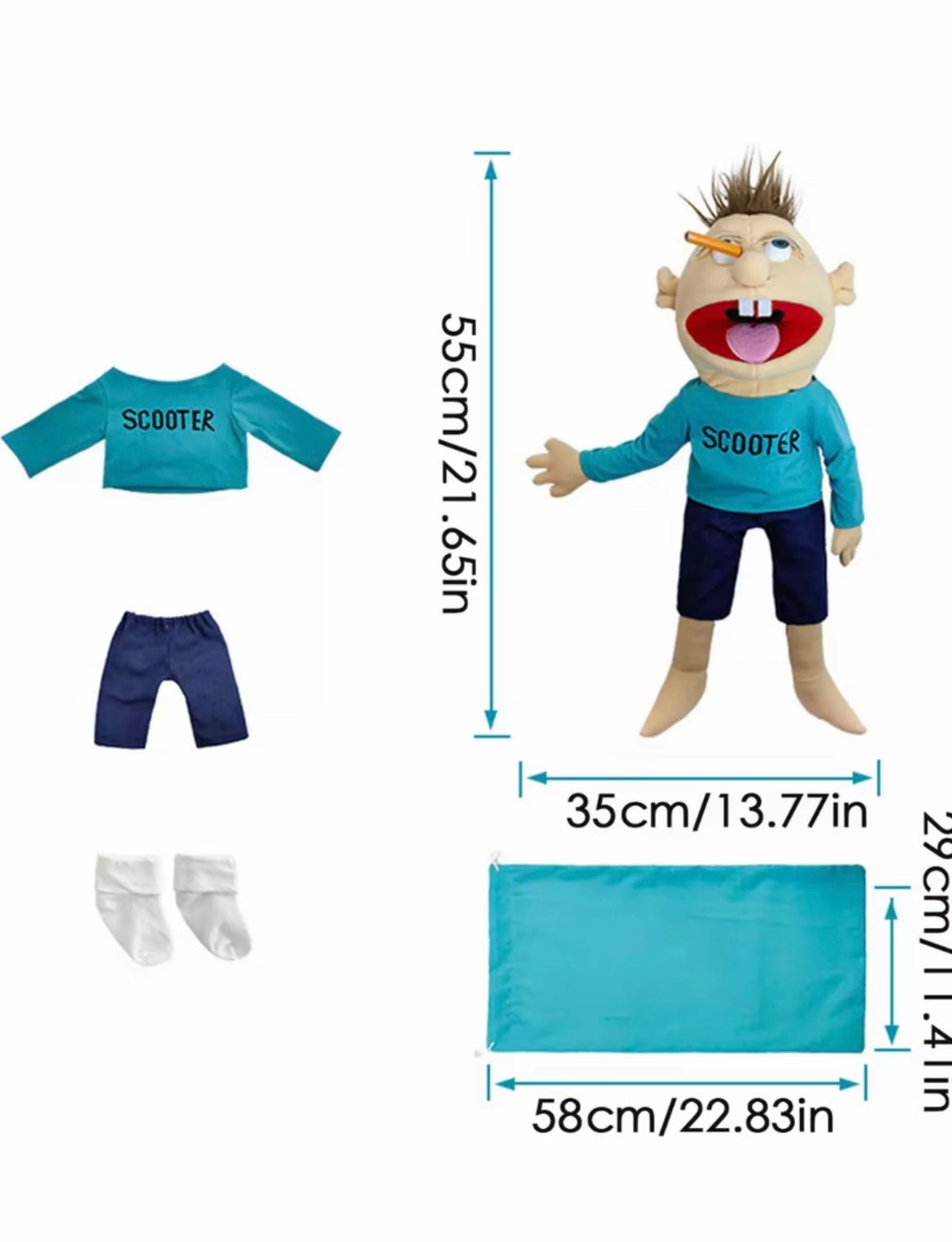 60cm Jeffy Scooter Plush Toy Hand Puppet