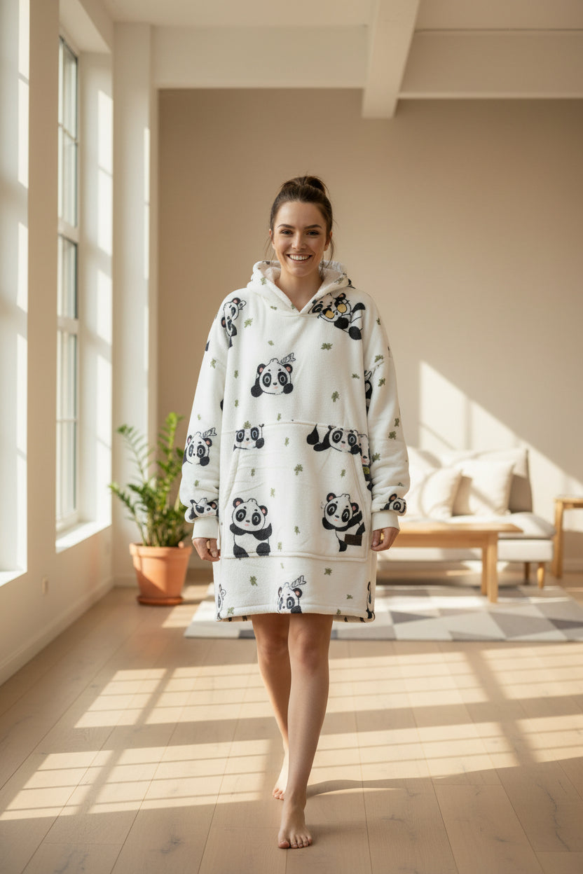 Panda Oversized Blanket Hoodie & Slipper Socks