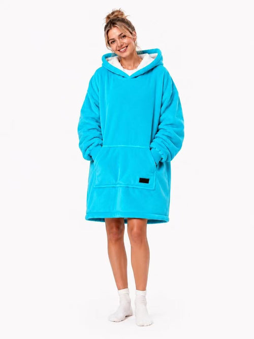 Aqua Blue Adult Oversized Blanket Hoodie