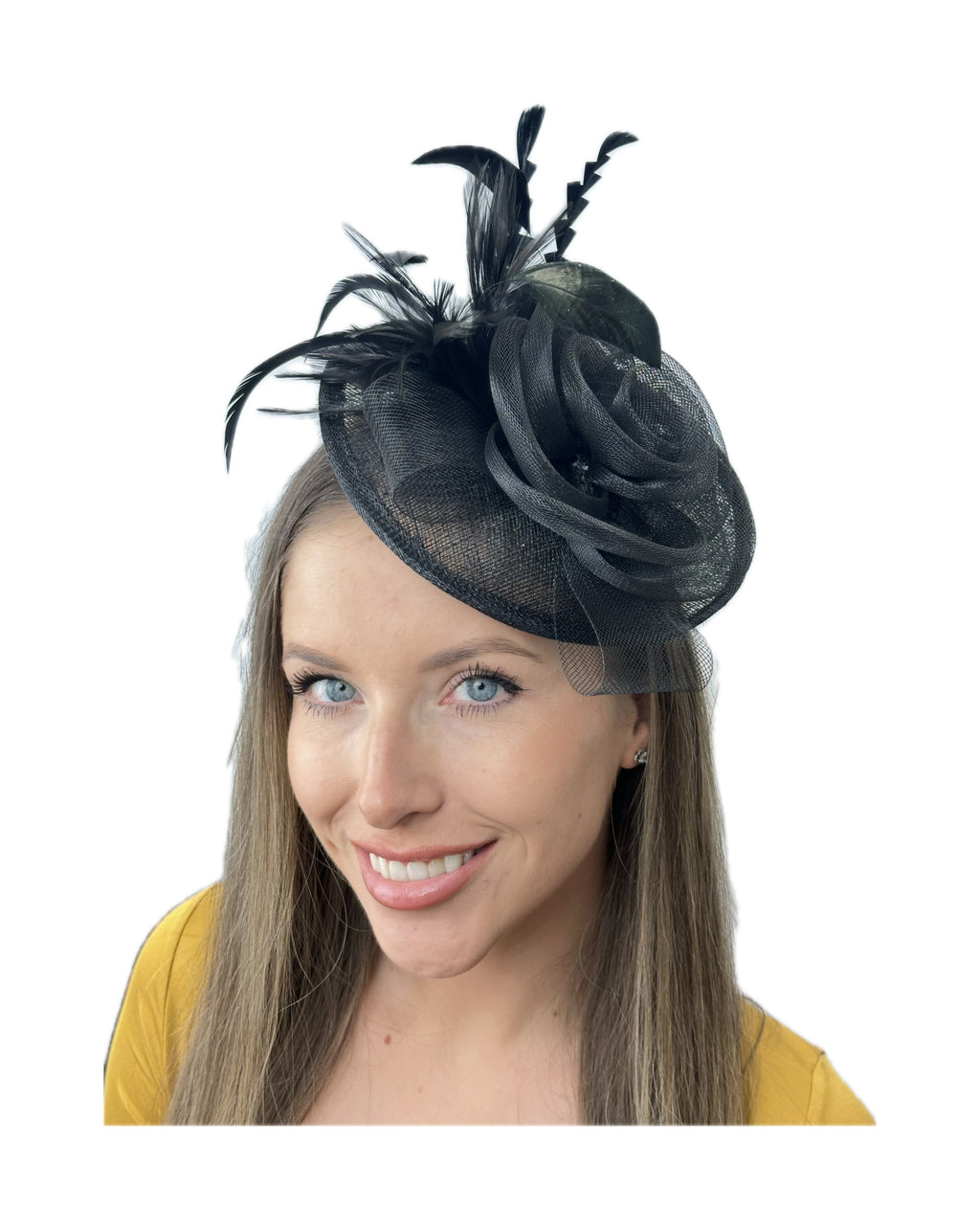 classic feather fascinator with a elegant rim