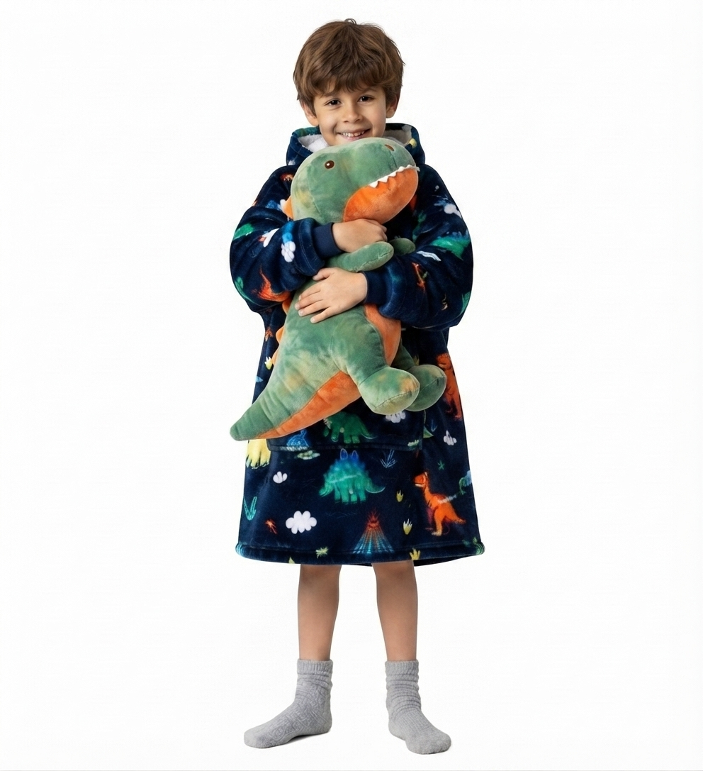 Colour Dinosaur Kids’ Blanket Hoodie