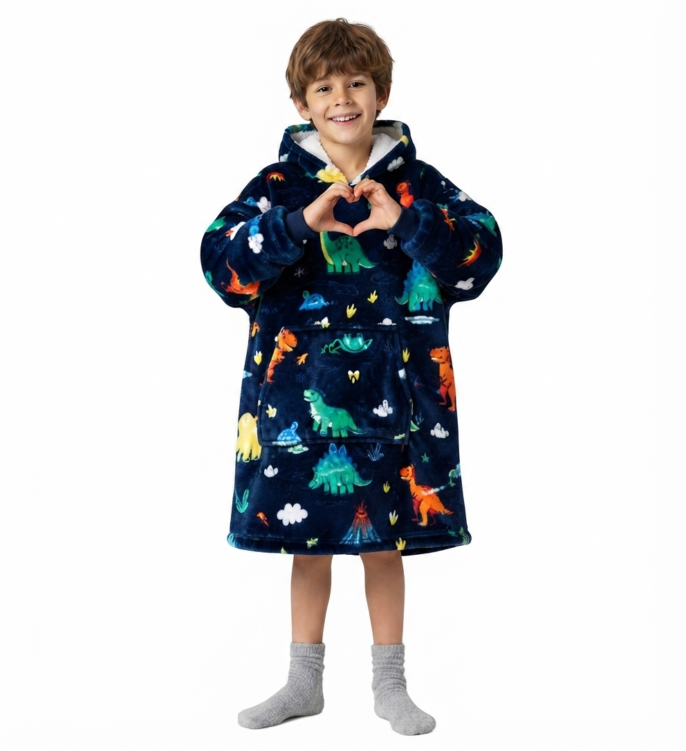 Colour Dinosaur Kids’ Blanket Hoodie