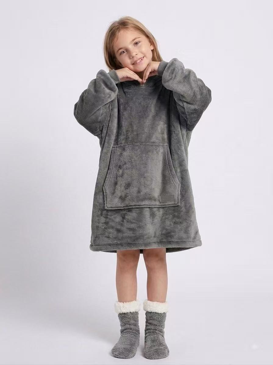 Dark Gray Kids’ Blanket Hoodie