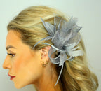 Small Bow Fascinator with Feather Flowers