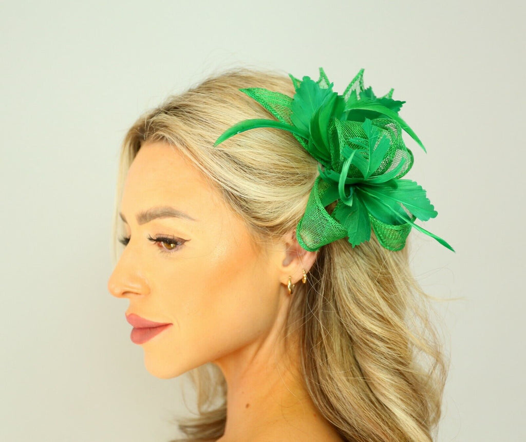 Small Bow Fascinator with Feather Flowers