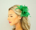 Small Bow Fascinator with Feather Flowers