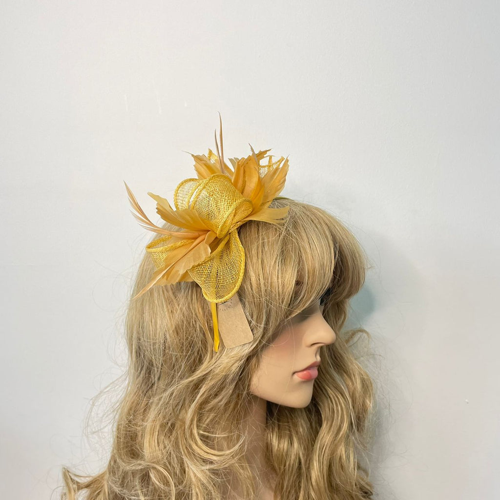 Small Bow Fascinator with Feather Flowers