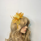 Small Bow Fascinator with Feather Flowers