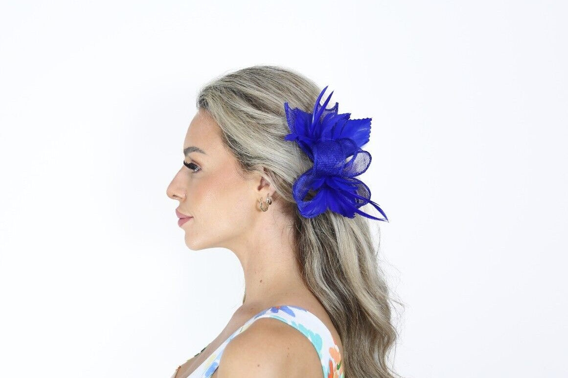 Small Bow Fascinator with Feather Flowers