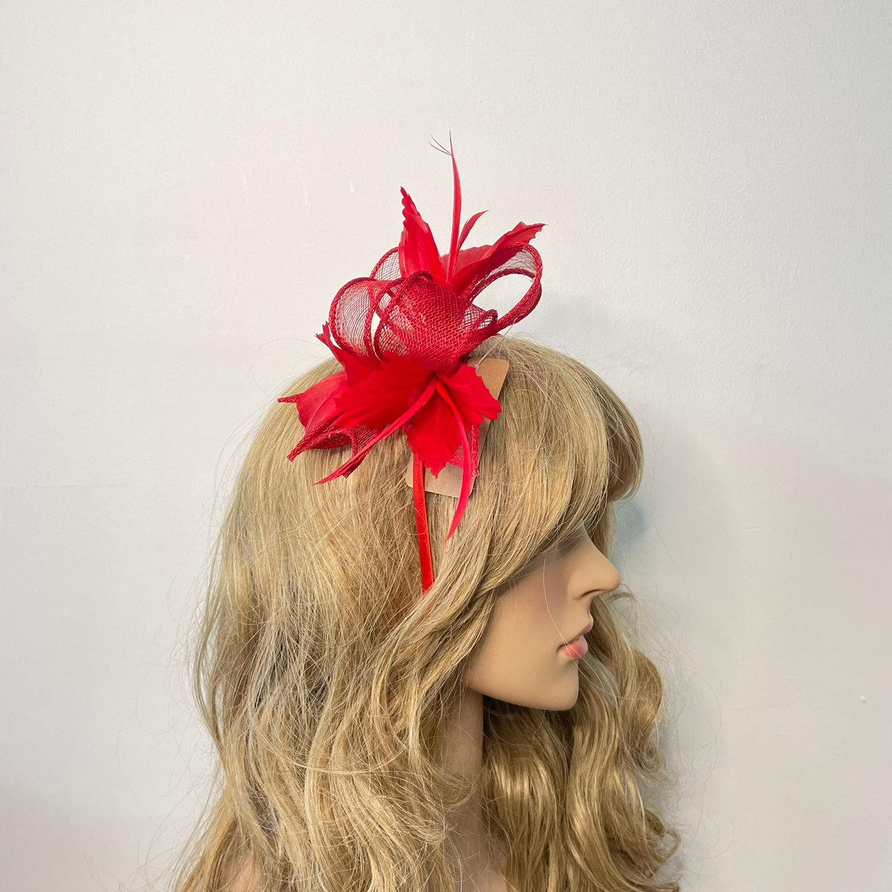 Small Bow Fascinator with Feather Flowers
