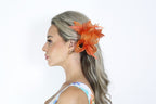 Small Bow Fascinator with Feather Flowers