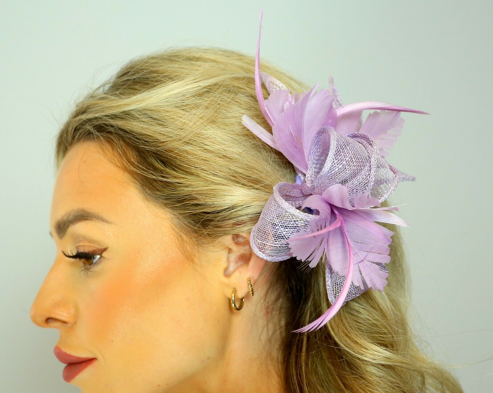 Small Bow Fascinator with Feather Flowers