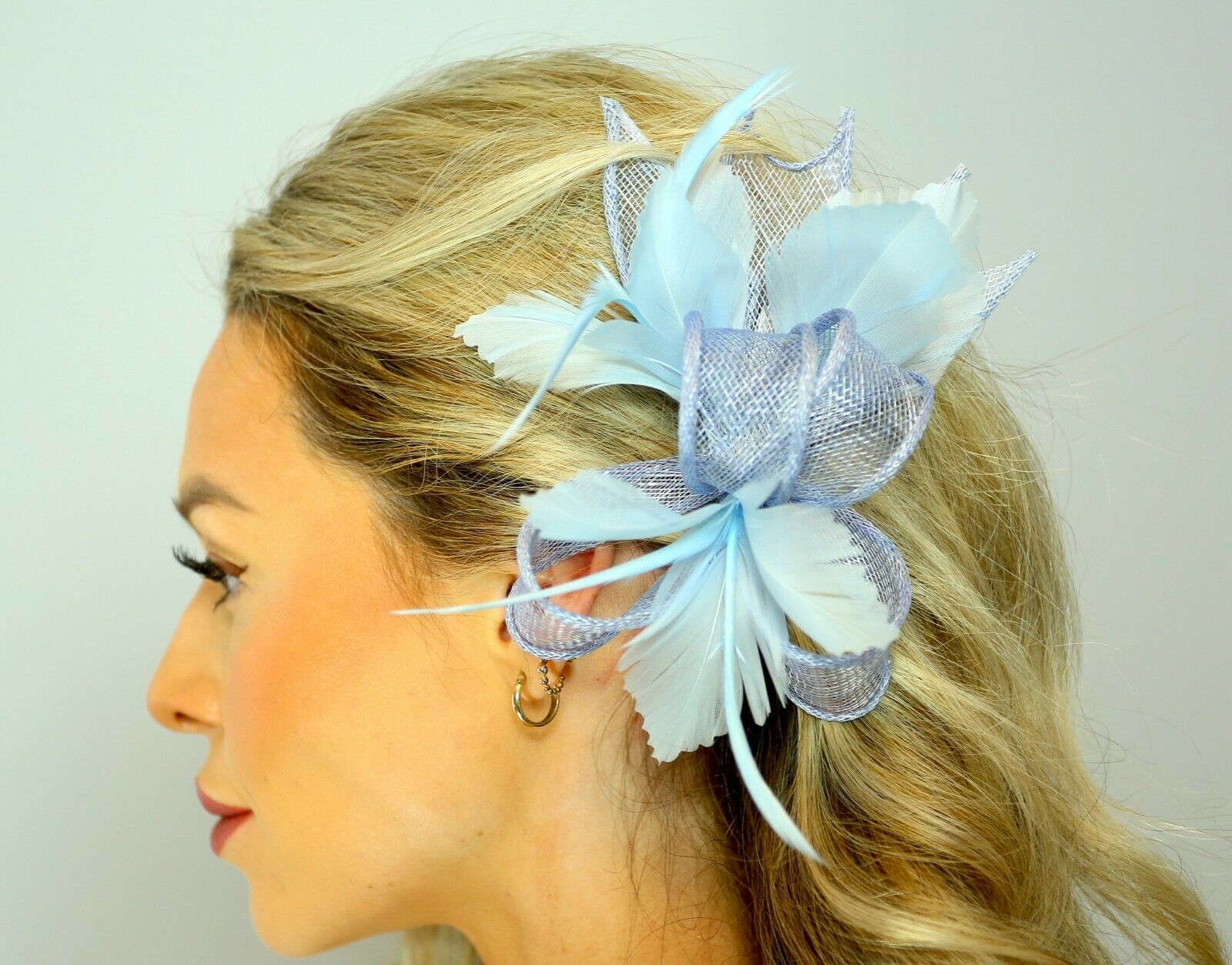 Small Bow Fascinator with Feather Flowers
