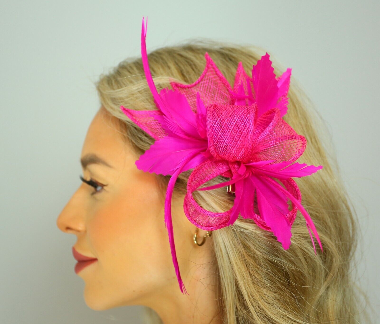 Small Bow Fascinator with Feather Flowers