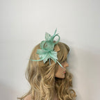 Small Bow Fascinator with Feather Flowers