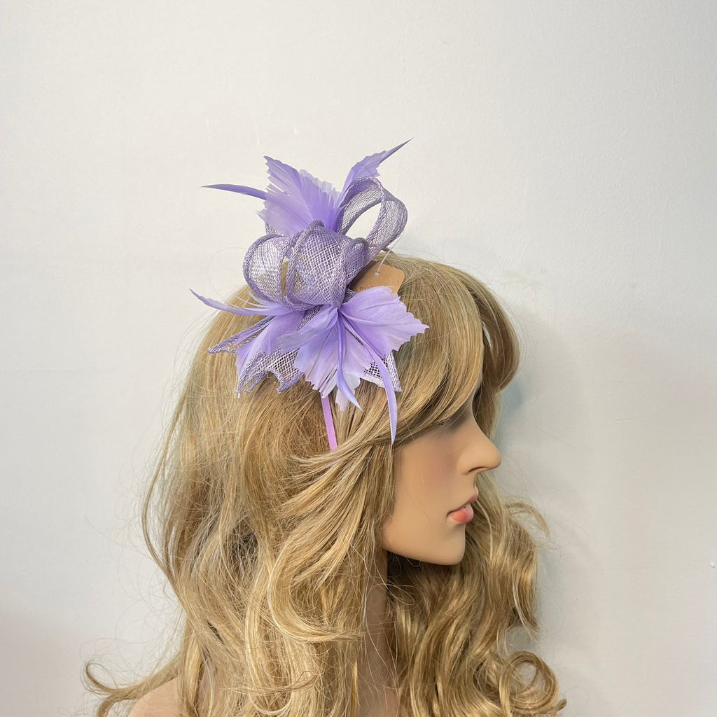 Small Bow Fascinator with Feather Flowers