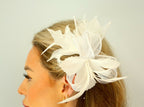 Small Bow Fascinator with Feather Flowers