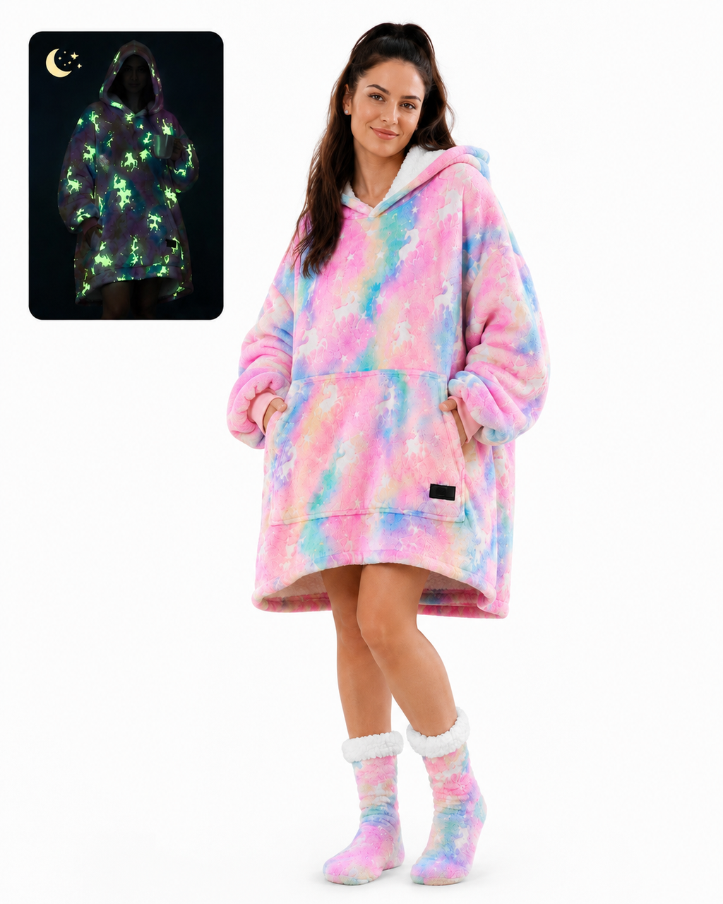 Glow in Dark Deer Adult Oversized Blanket Hoodie