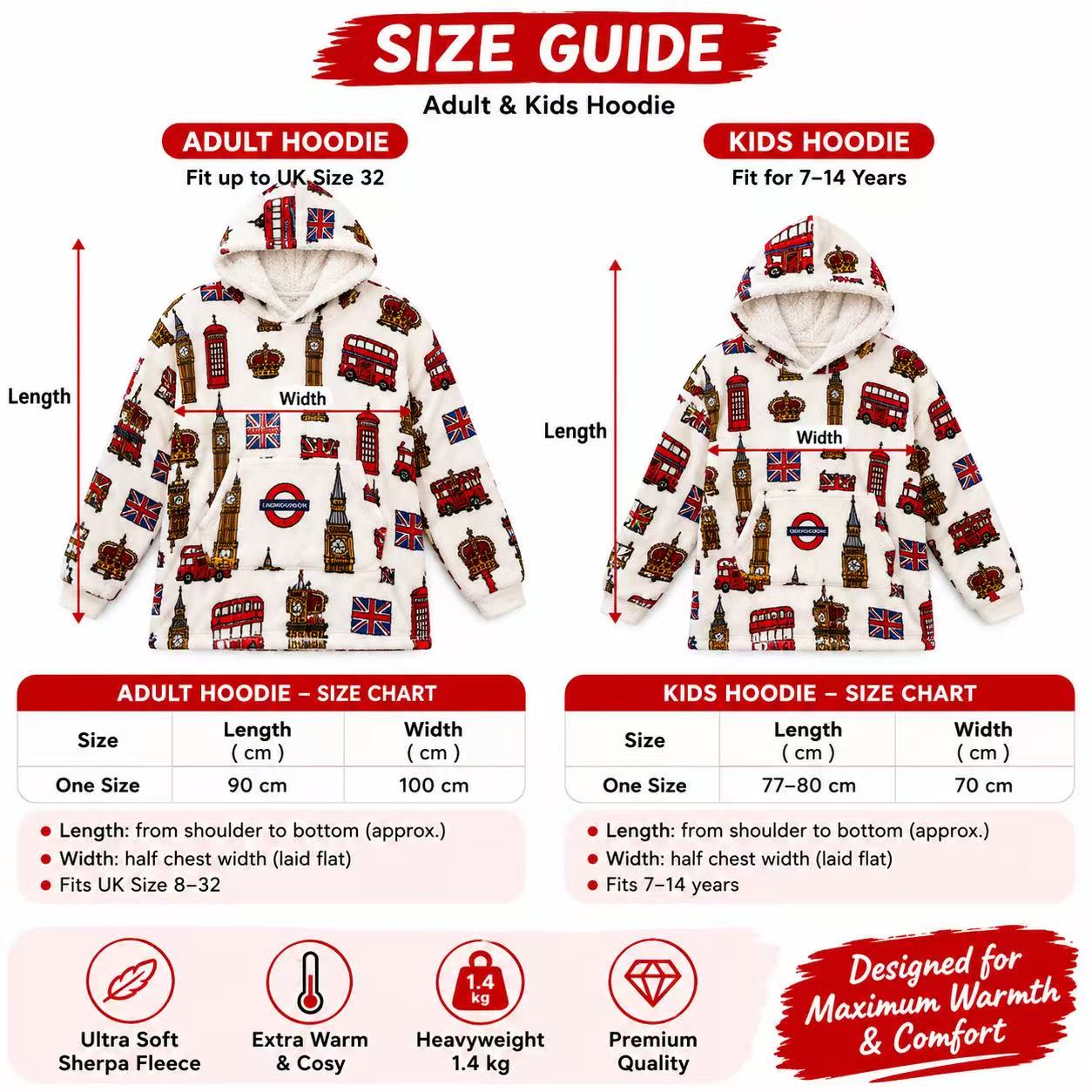 London Adult Oversized Blanket Hoodie