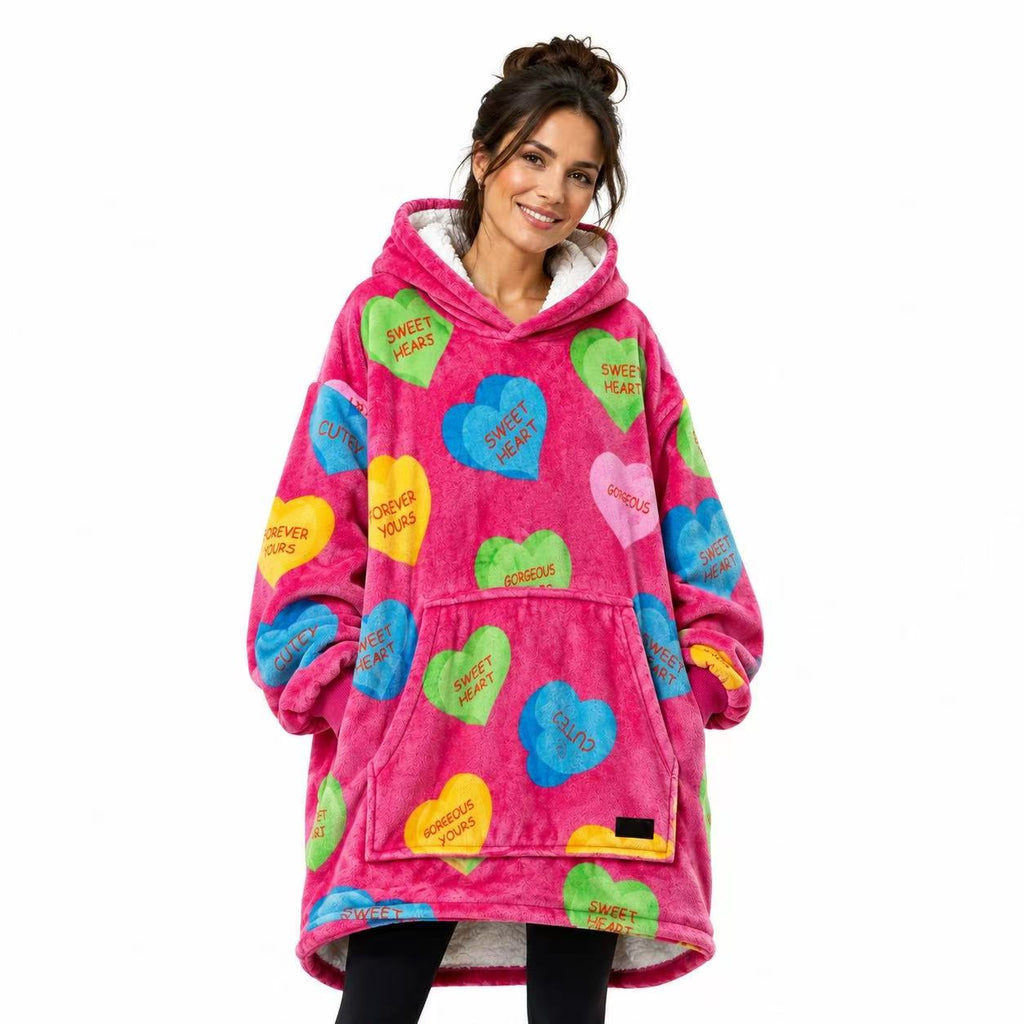 Love Heart Adult Oversized Blanket Hoodie