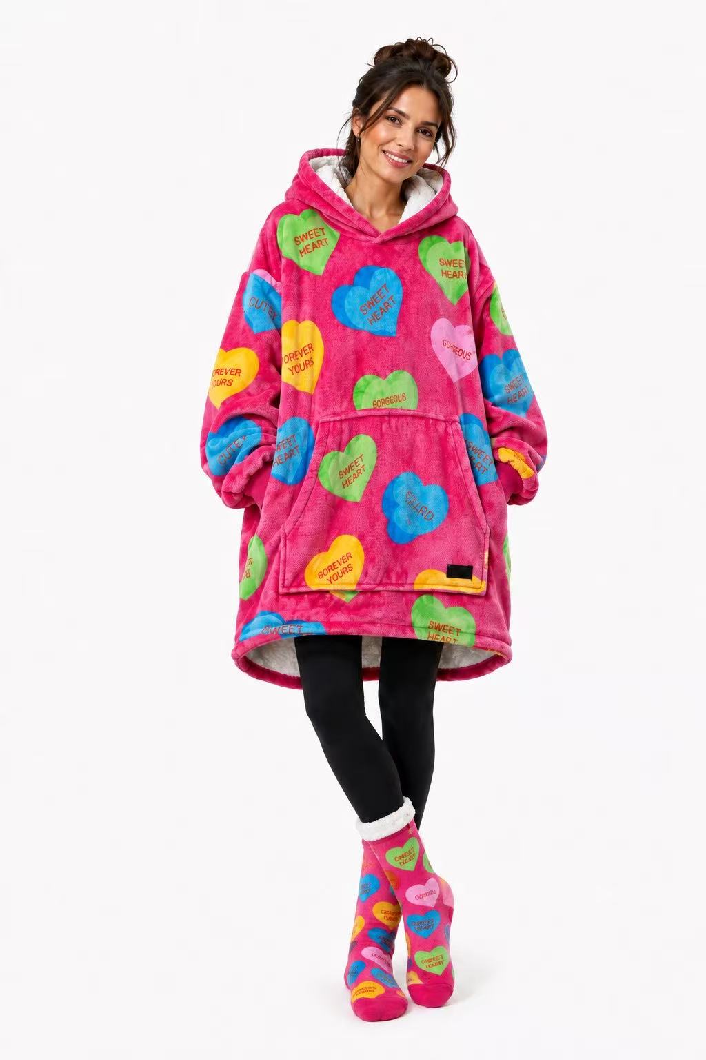 Love Heart Adult Oversized Blanket Hoodie