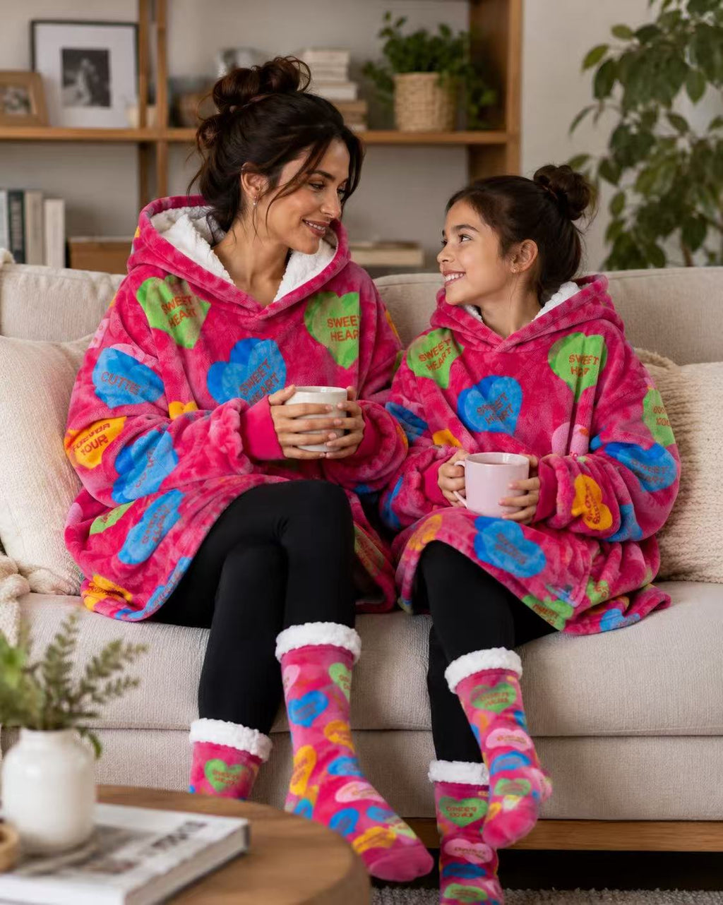 Love Heart Adult Oversized Blanket Hoodie
