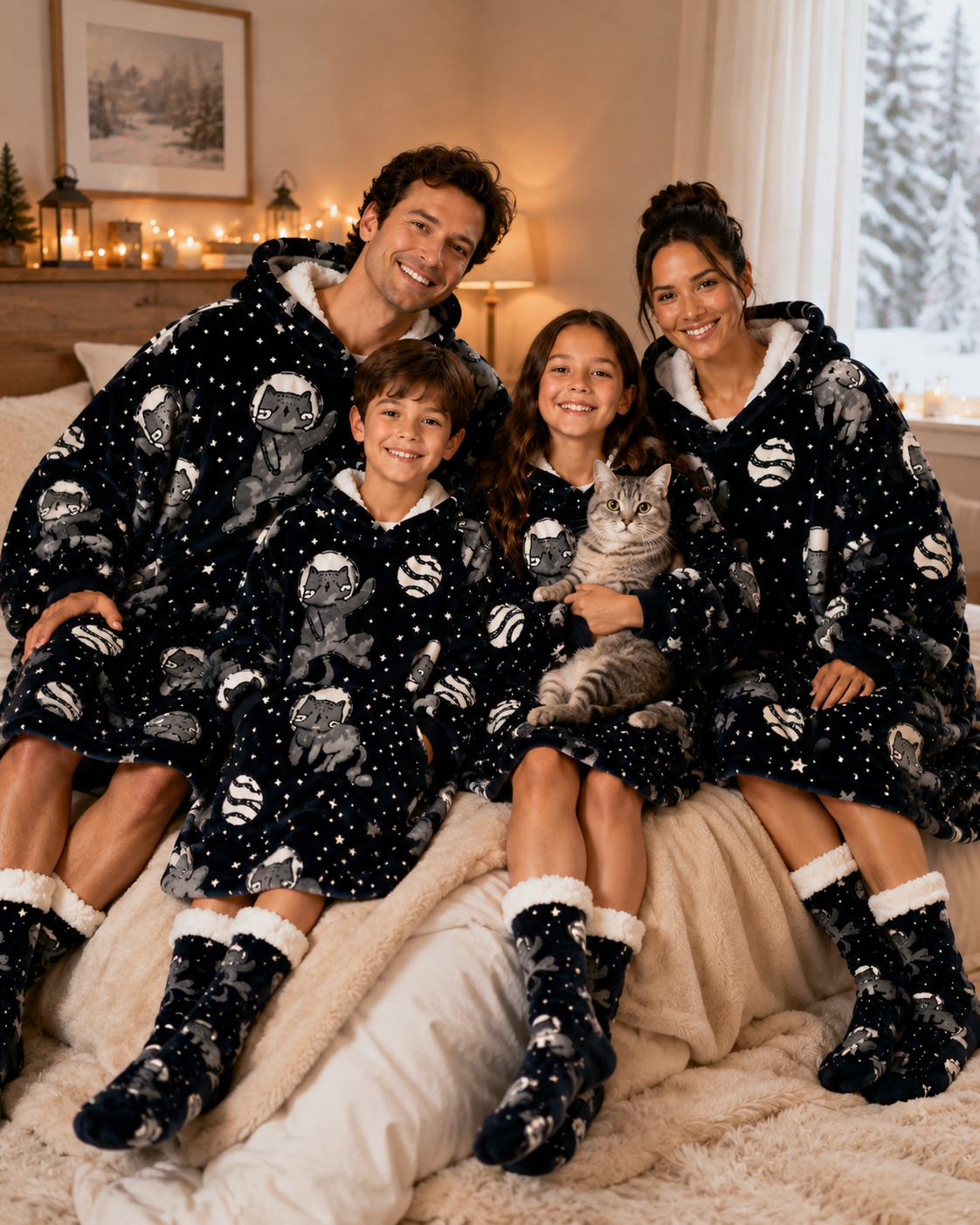 Luminous Cat Adult Oversized Blanket Hoodie