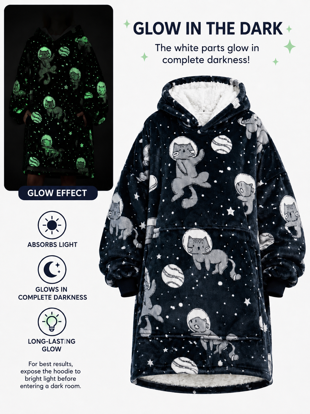 Luminous Cat Adult Oversized Blanket Hoodie