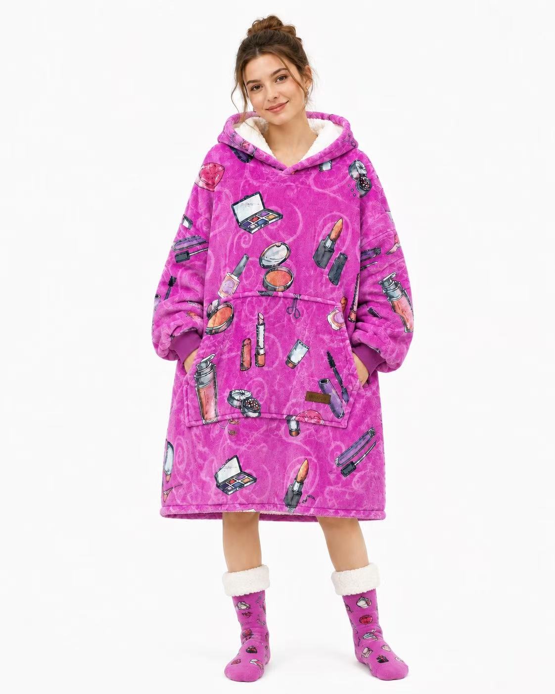 Makeup Adult Oversized Blanket Hoodie