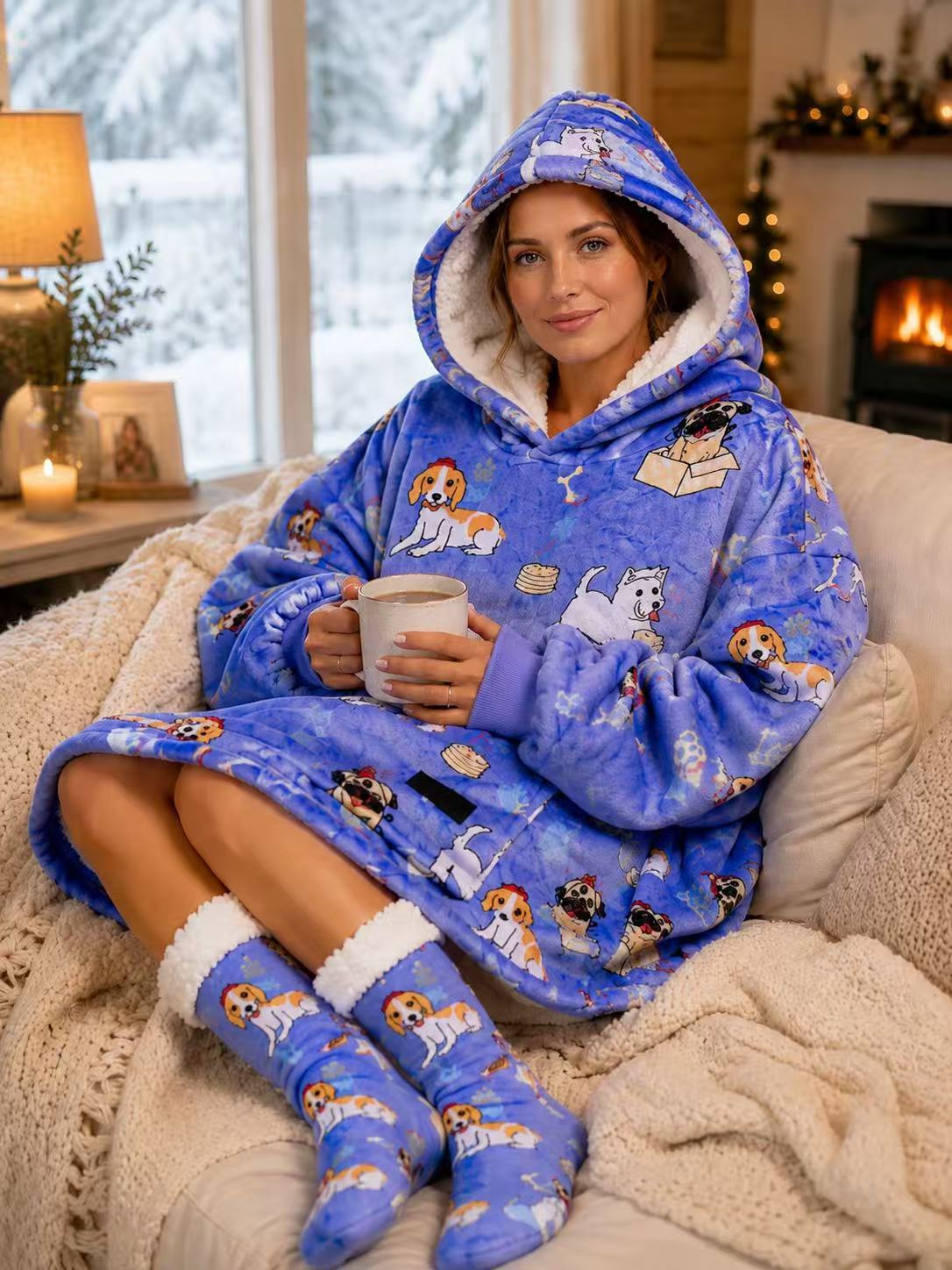 Mixed Dogs Adult Oversized Blanket Hoodie