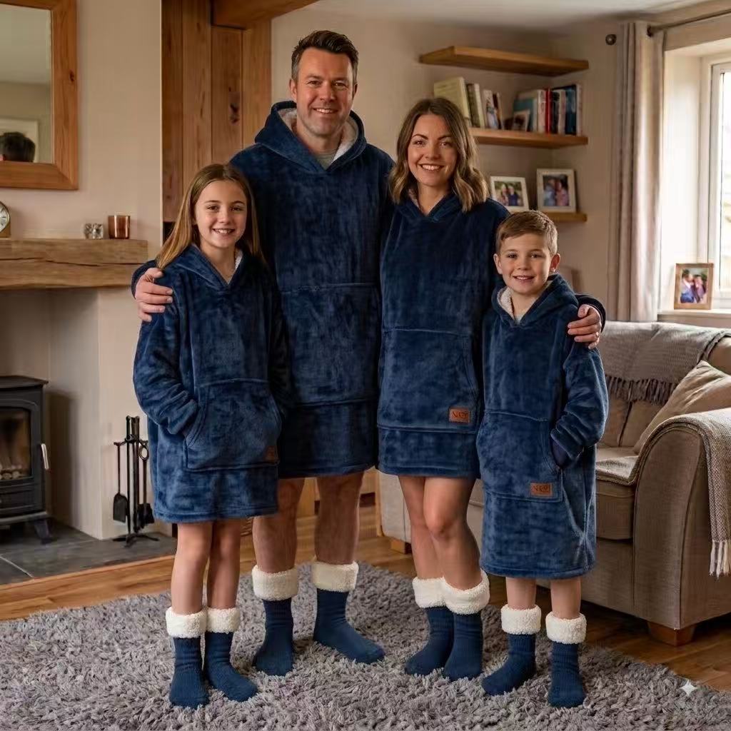 Navy Adult Oversized Blanket Hoodie