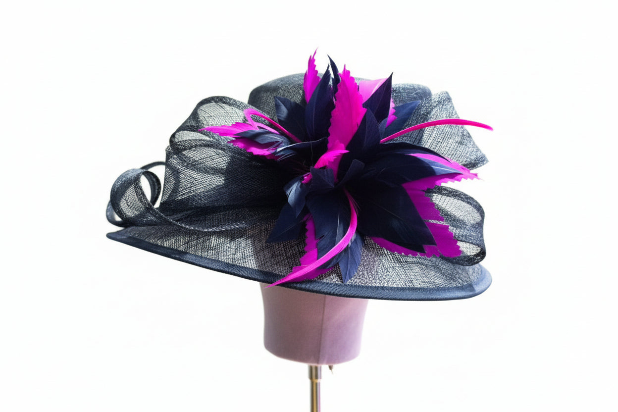 Two Tone Large Fascinator Hat – Custom Colour Wedding Headpiece