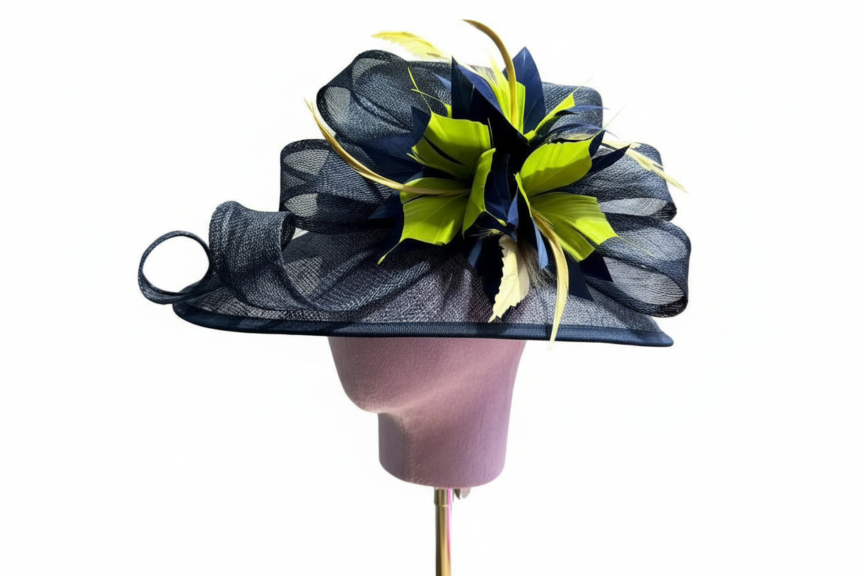 Two Tone Large Fascinator Hat – Custom Colour Wedding Headpiece