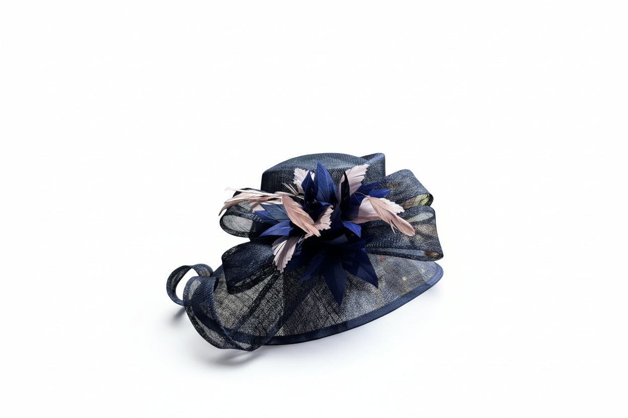 Two Tone Large Fascinator Hat – Custom Colour Wedding Headpiece