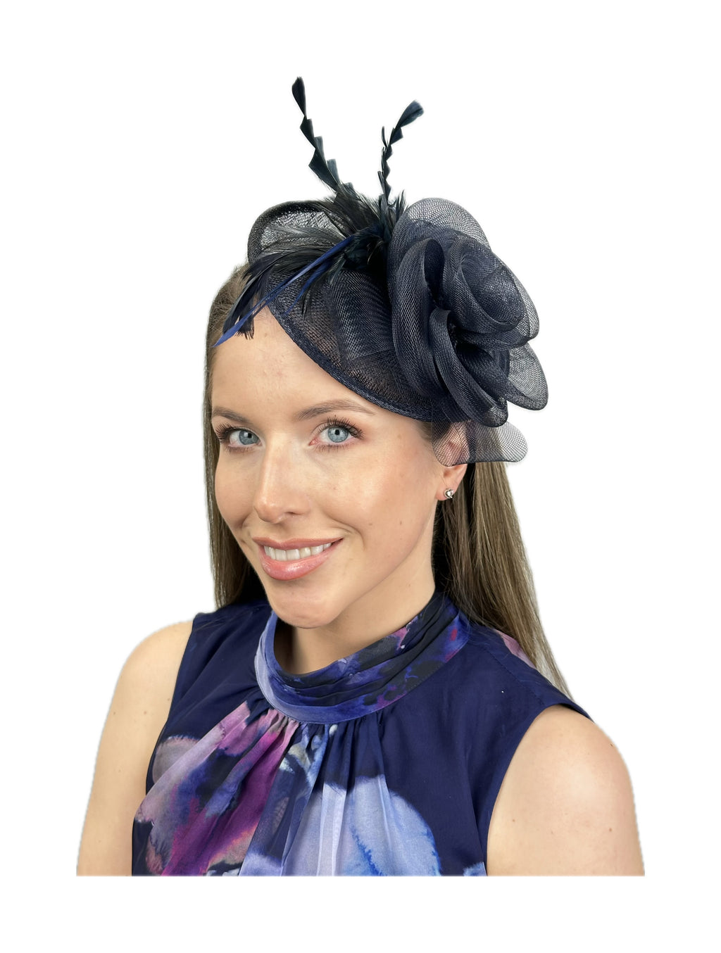 classic feather fascinator with a elegant rim