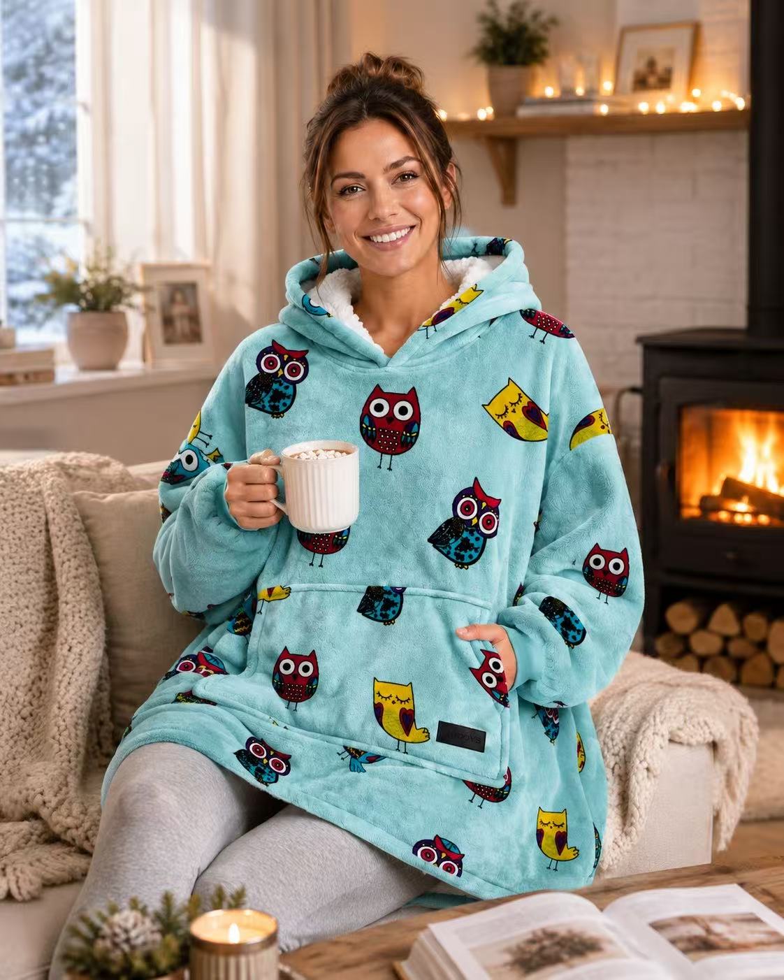 Owl Adult Oversized Blanket Hoodie