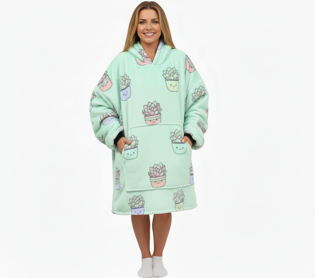 Cactus Plant Oversized Blanket Hoodie & Slipper Socks