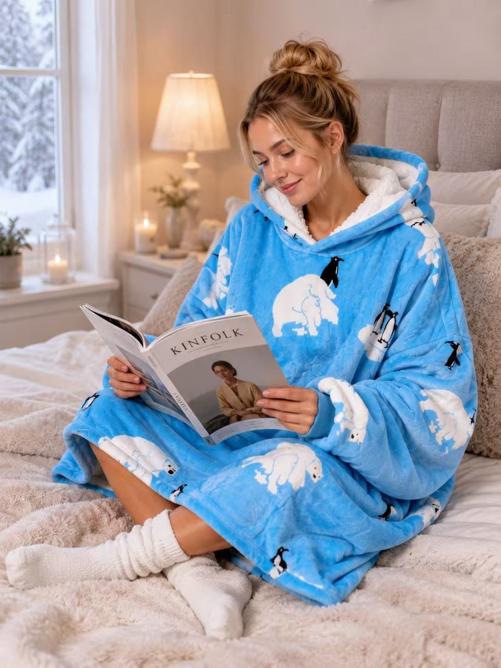 Polar Bear Adult Oversized Blanket Hoodie