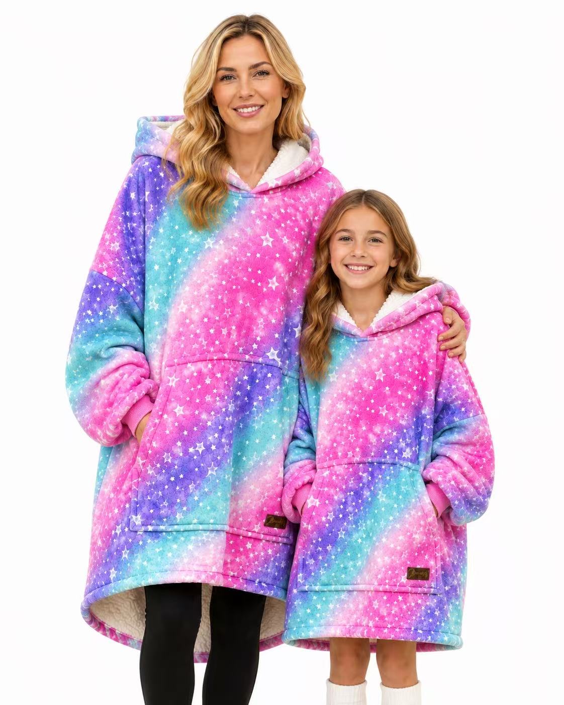 Rainbow Star Kids’ Blanket Hoodie
