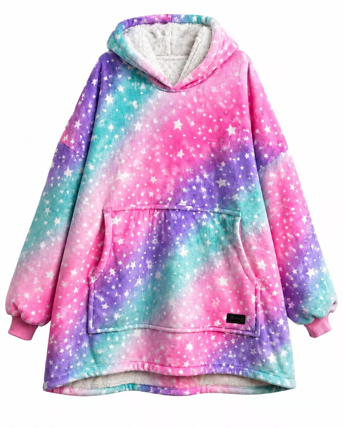 Rainbow Star Adult Oversized Blanket Hoodie
