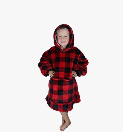 Red Checked Oversized Blanket Hoodie & Slipper Socks