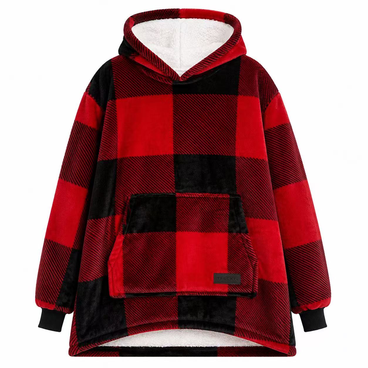 Red Check Kids’ Blanket Hoodie