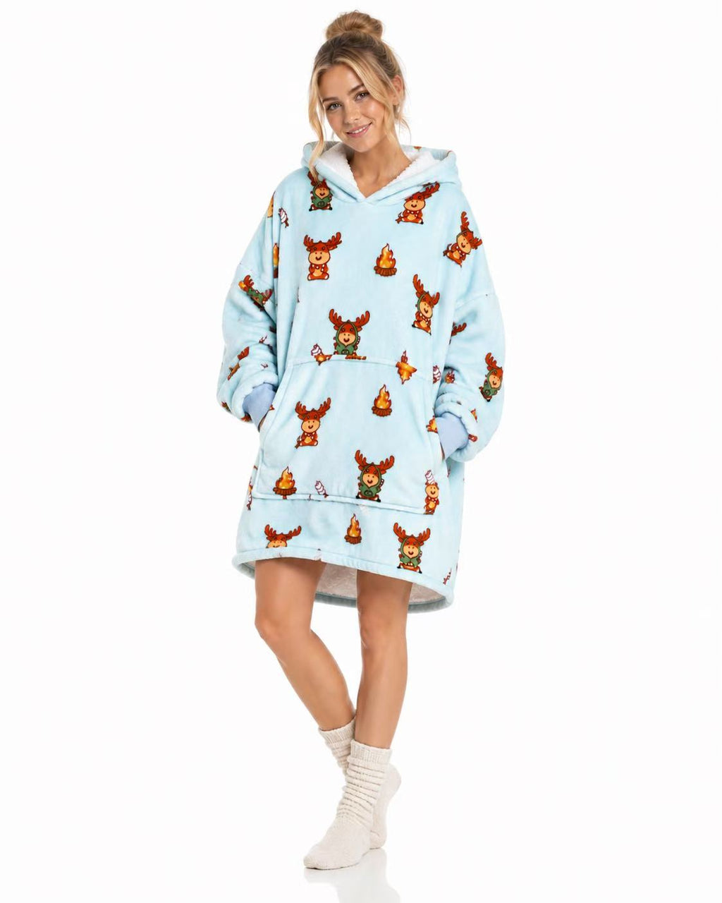 Reindeer Adult Oversized Blanket Hoodie