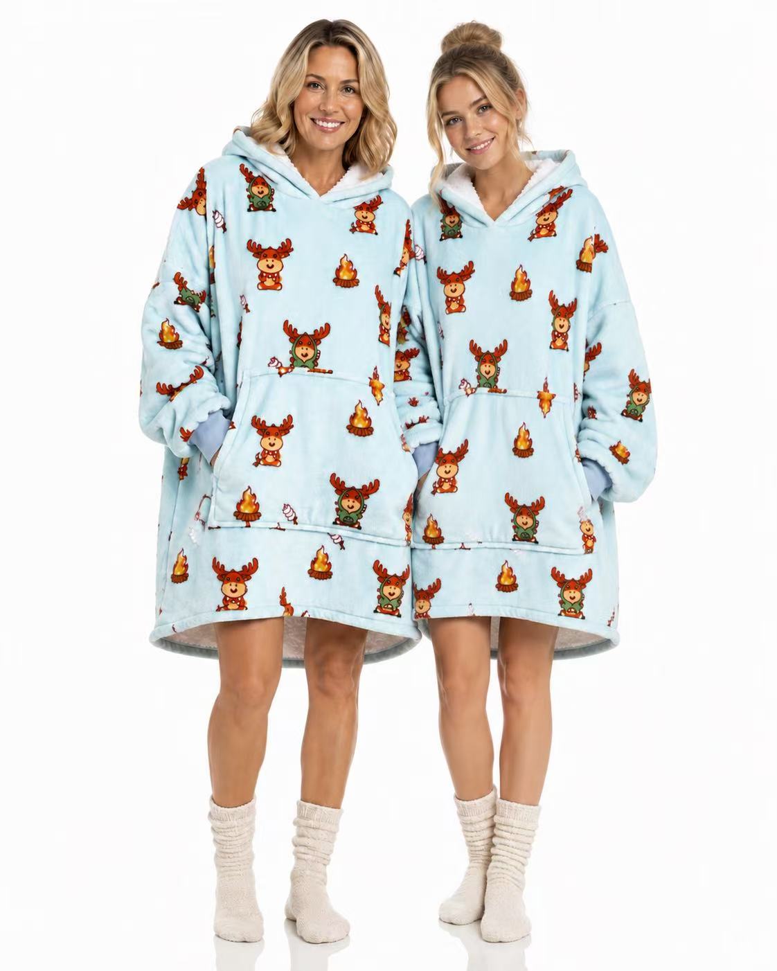 Reindeer Adult Oversized Blanket Hoodie