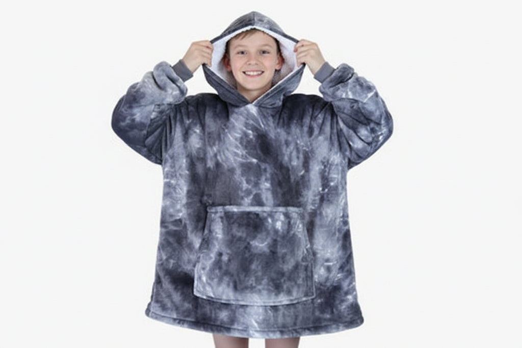 Tie Dye Grey Oversized Blanket Hoodie & Slipper Socks
