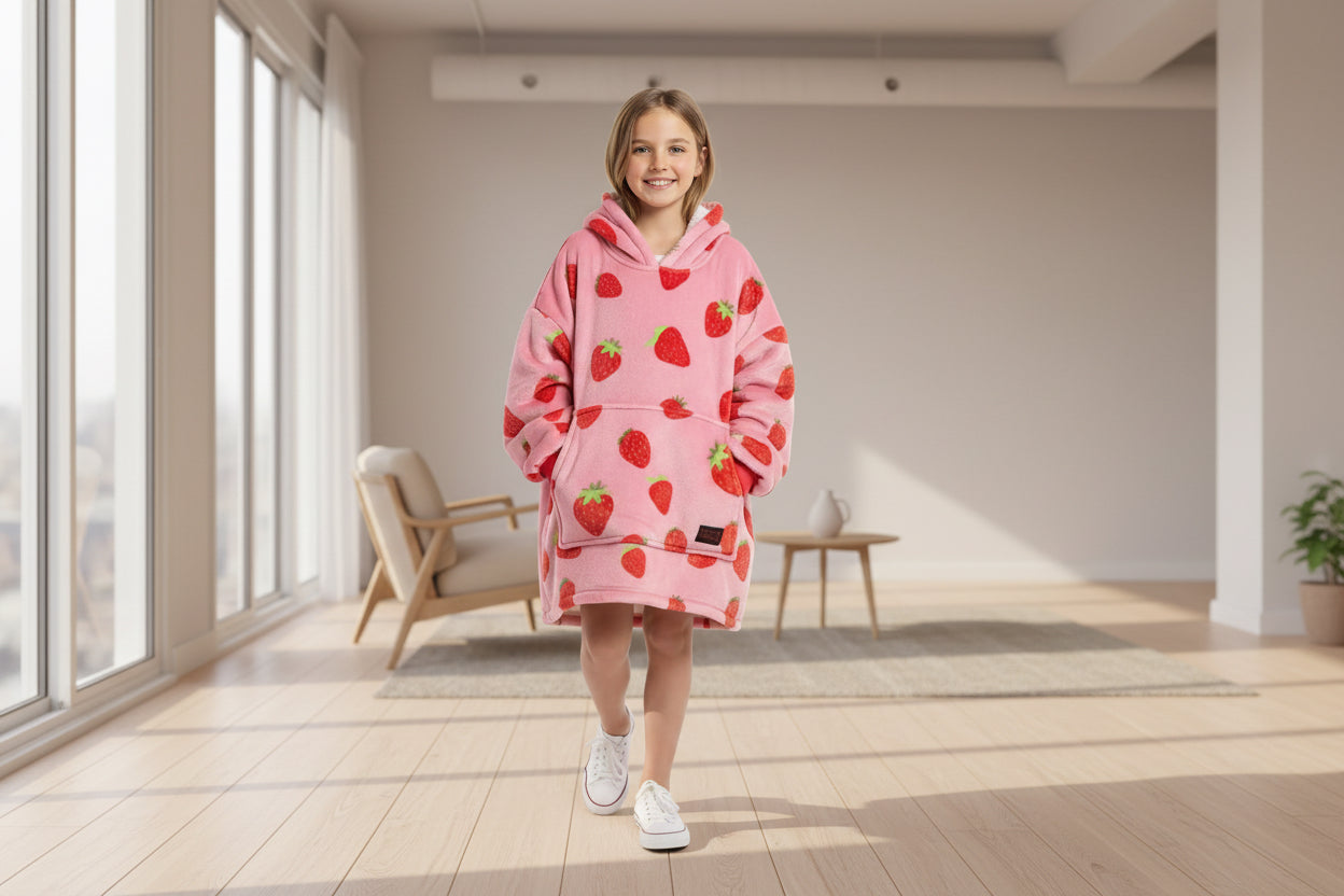 Junior Strawberry Hoodie Blanket