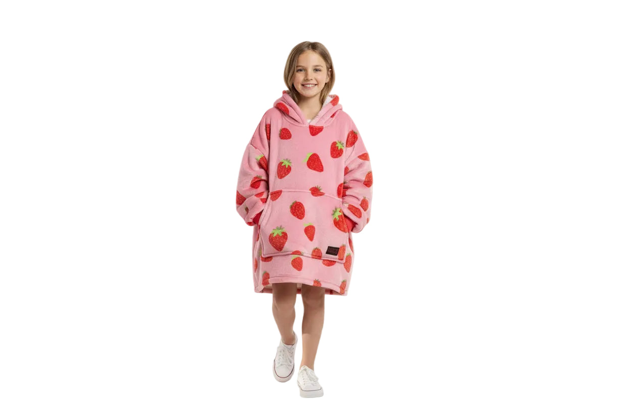 Strawberry Oversized Blanket Hoodie Kids