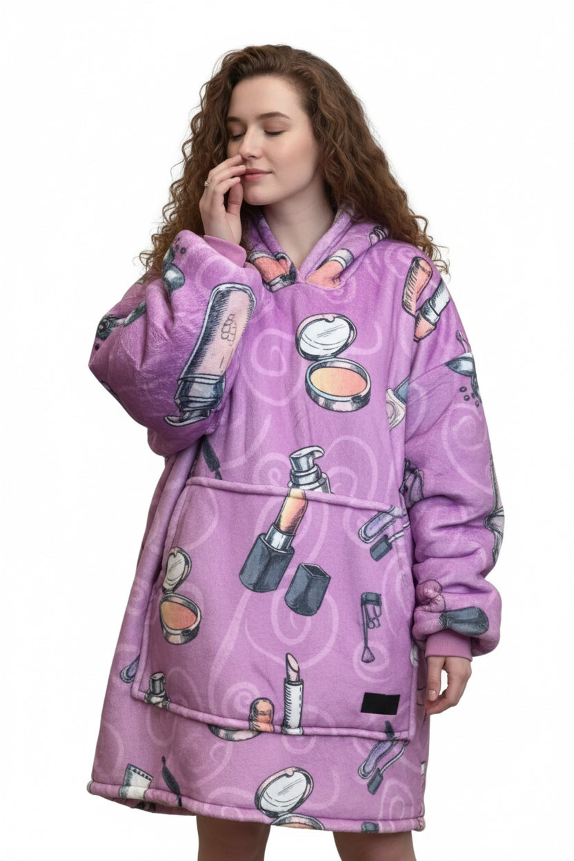 Adult Makeup Hoodie Blanket & Socks