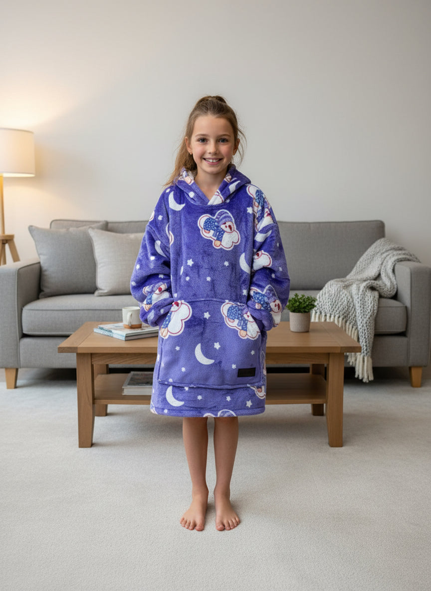 Glow In The Dark Sloth Oversized Blanket Hoodie & Slipper Socks