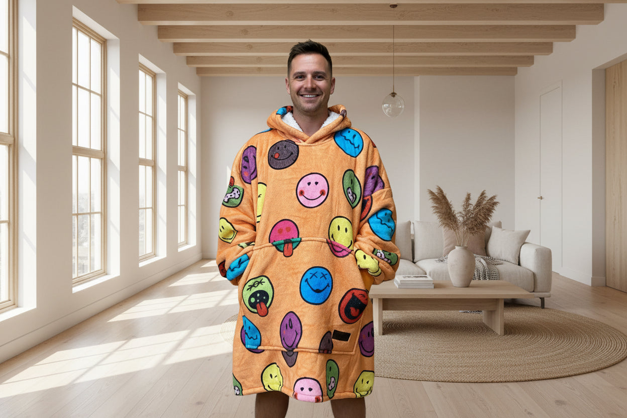 Adult/Youth Emoji Hoodie Blanket & Socks